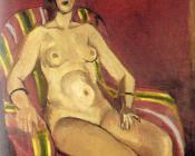 红色背景下的裸体女人 - 亨利·马蒂斯